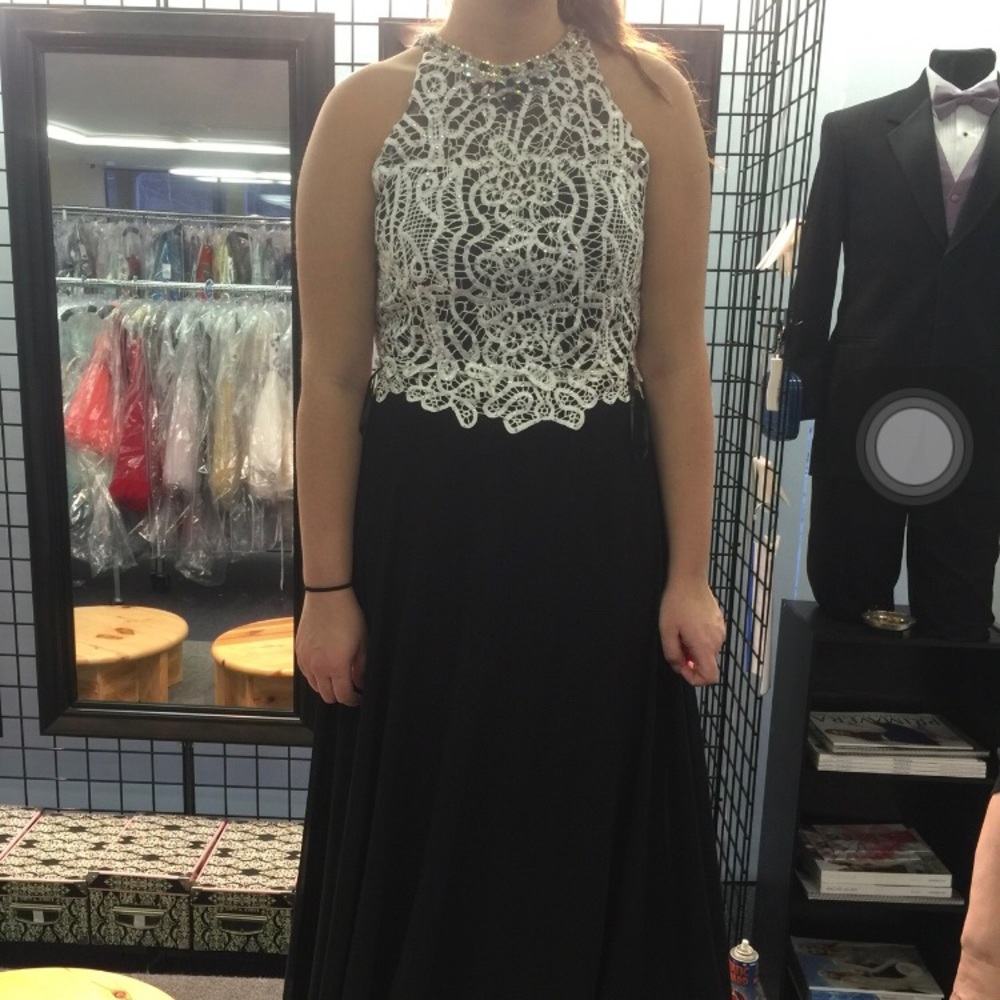 Two Piece Black and White Prom Dress